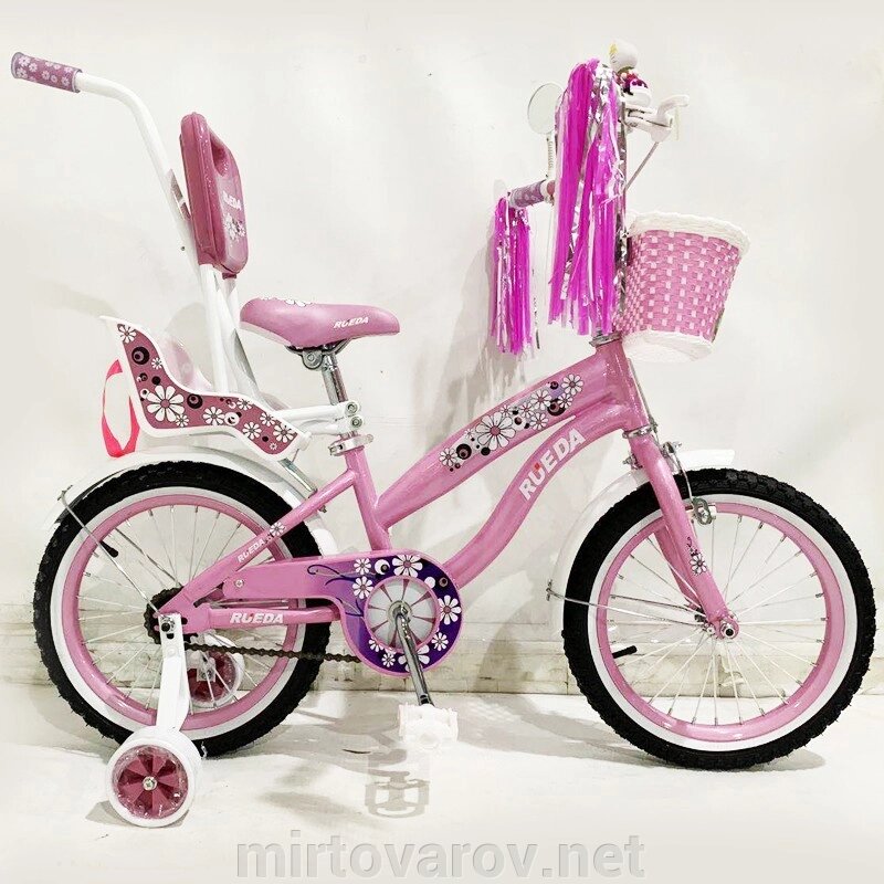 Дитячий двоколісний іспанська велосипед Flower-RUEDA (Квіточка-Руеда) 16-03B колеса 16 дюймів рожевий від компанії Мір товарів - фото 1
