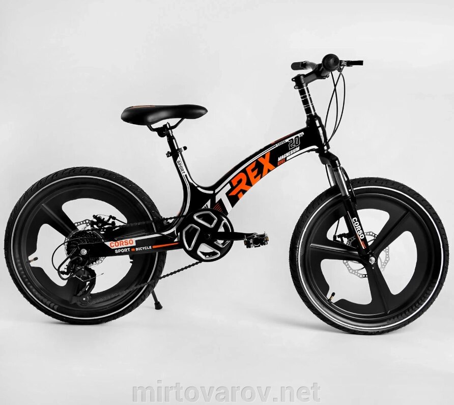 Дитячий двоколісний спортивний магнієвий велосипед 20 дюймів CORSO T-REX TR-77006 з 7 швидкостями / чорний від компанії Мір товарів - фото 1