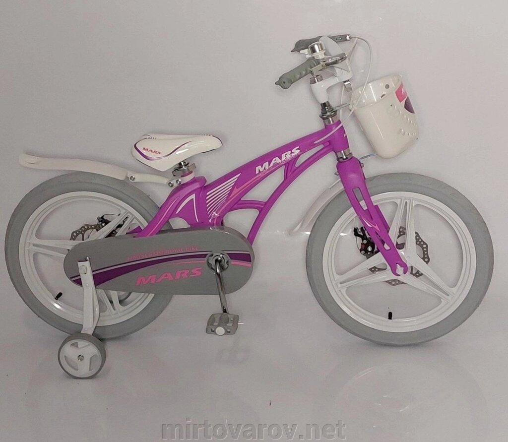 Дитячий двоколісний велосипед 16д MARS-1 з кошиком і доповнений. колесами Магнієва рама та диски Для дівчинки від компанії Мір товарів - фото 1