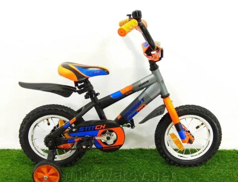 Дитячий двоколісний велосипед Azimut A Stitch 12 дюймів помаранчевий** від компанії Мір товарів - фото 1