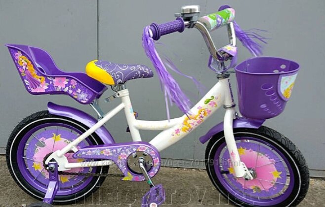 Дитячий двоколісний велосипед Azimut Girls 14 дюймів фіолетовий** від компанії Мір товарів - фото 1