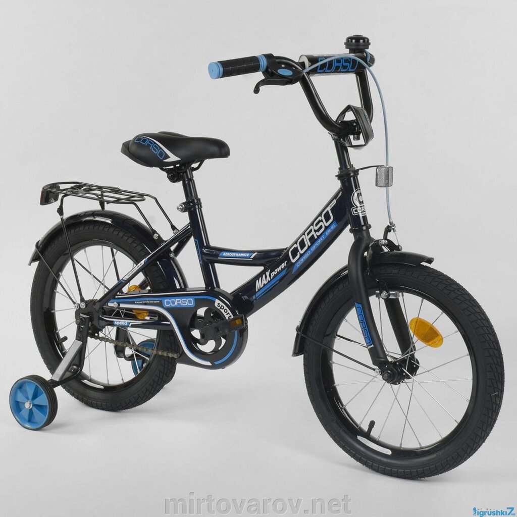 Дитячий двоколісний велосипед Corso колеса 16 дюймів CL-16 P 6633 чорний від компанії Мір товарів - фото 1