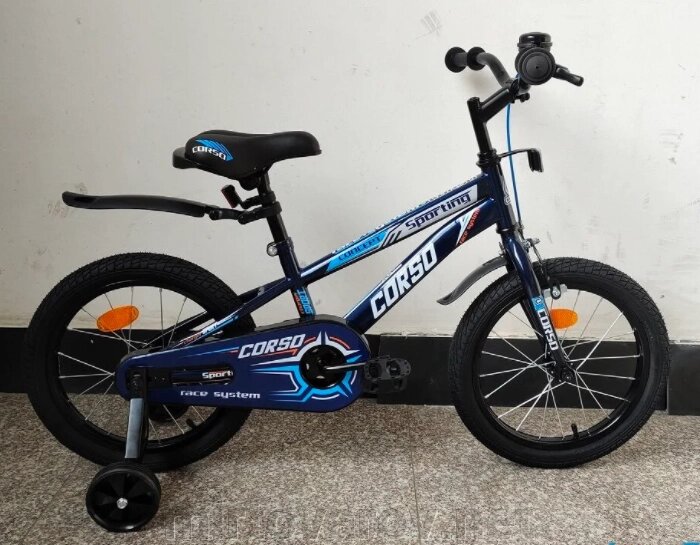 Дитячий двоколісний велосипед Corso R-18451 колеса 18 дюймів / сталева рама / ручне гальмо / синій від компанії Мір товарів - фото 1