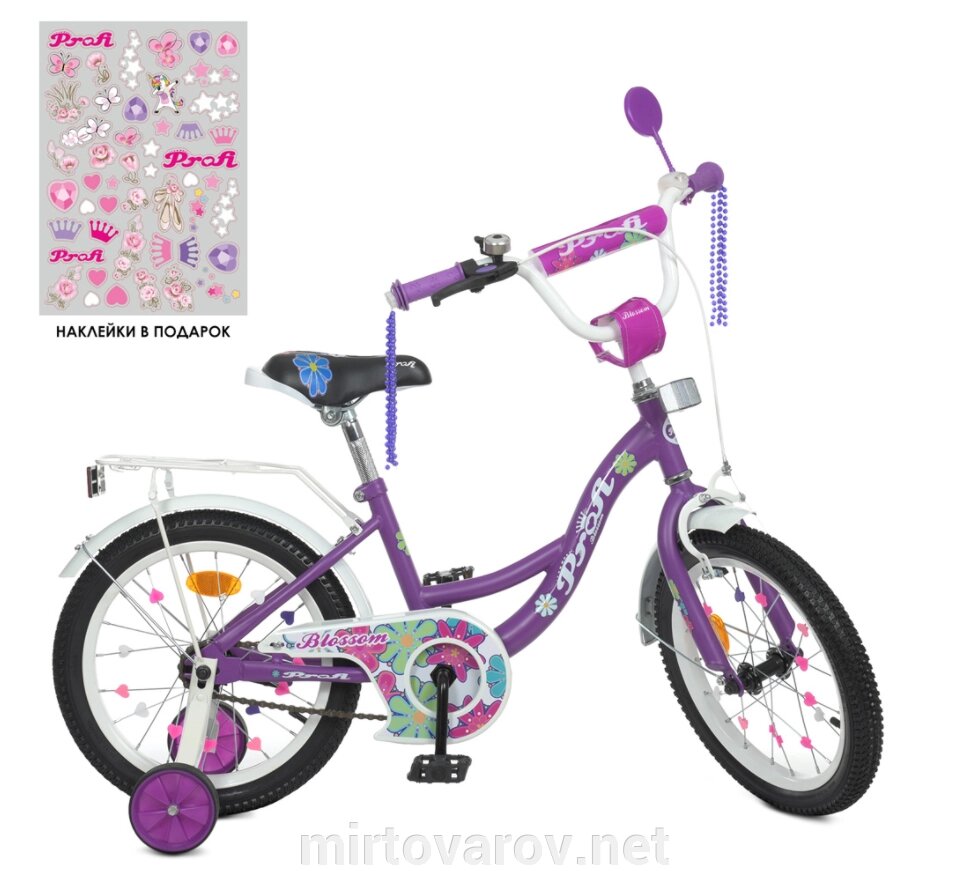 Дитячий двоколісний велосипед для дівчинки Profi Y18303N Blossom / колеса 18д / бузковий NEON** від компанії Мір товарів - фото 1