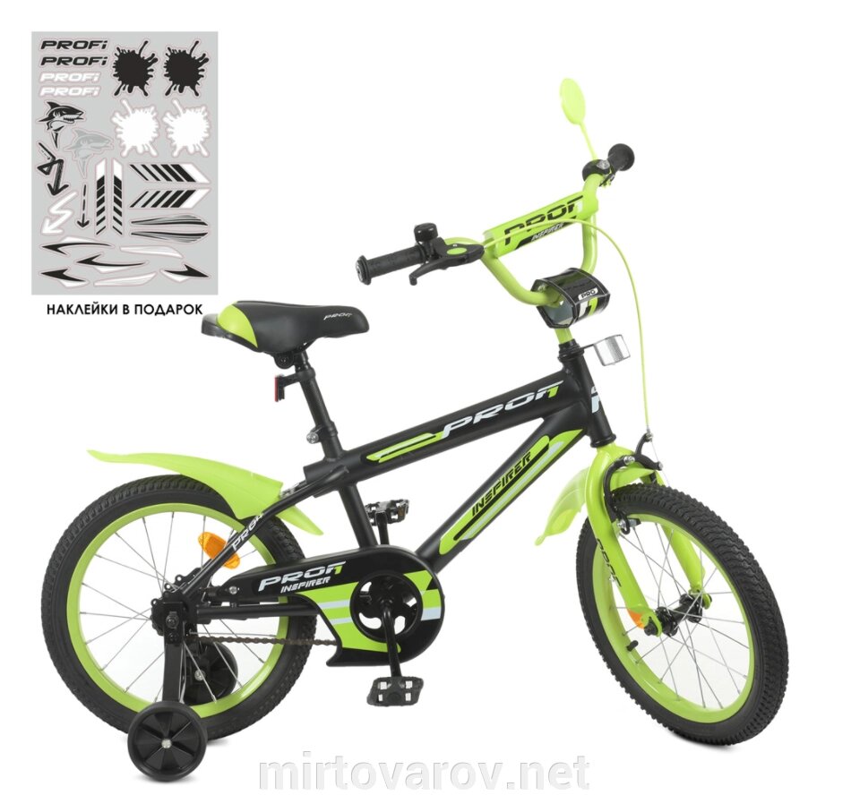 Дитячий двоколісний велосипед для дівчинки Profi Y18321-1 Inspirer, SKD75 / колеса 18д /чорно-салатовий** від компанії Мір товарів - фото 1