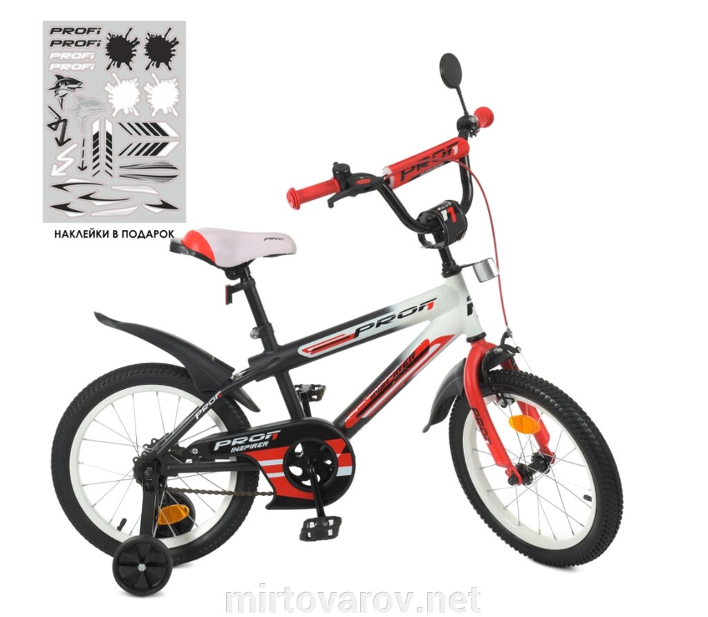 Дитячий двоколісний велосипед для дівчинки Profi Y18325-1 Inspirer, SKD75 / колеса 18д / чорно-біло-червоний** від компанії Мір товарів - фото 1