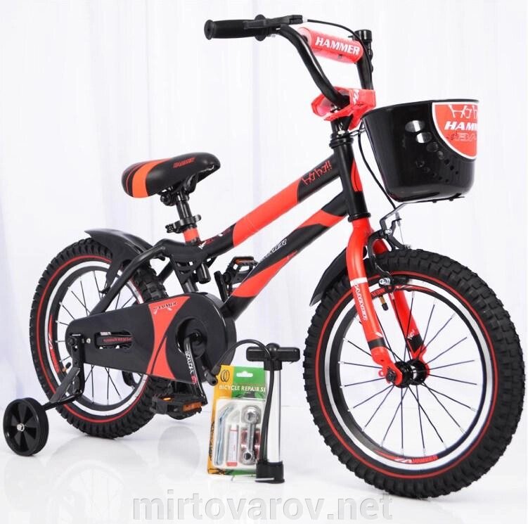 Дитячий двоколісний велосипед колеса 16 дюймів "HAMMER-16" S500 Чорно-Червоний від компанії Мір товарів - фото 1