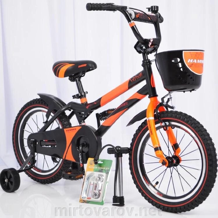 Дитячий двоколісний велосипед колеса 16 дюймів "HAMMER-16" S500 Чорно-Помаранчевий від компанії Мір товарів - фото 1