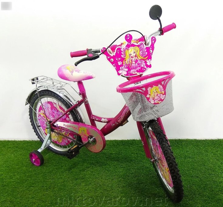 Дитячий двоколісний велосипед Mustang Принцеса 18 дюймів рожевий з кошиком від компанії Мір товарів - фото 1