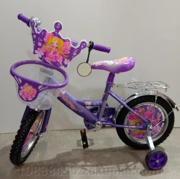 Дитячий двоколісний велосипед Mustang Принцеса 18 дюймів рожевий з кошиком від компанії Мір товарів - фото 1