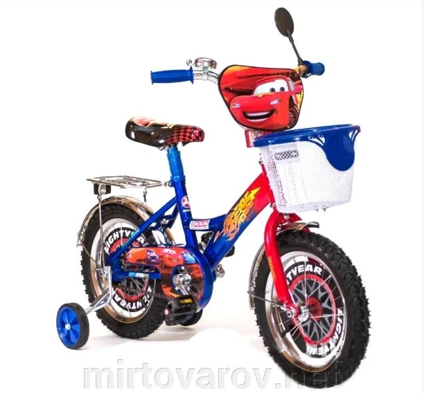 Дитячий двоколісний велосипед Mustang Тачки 16 дюймів з кошиком синій** від компанії Мір товарів - фото 1
