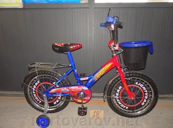 Дитячий двоколісний велосипед Mustang Тачки 20 дюймів з кошиком синій від компанії Мір товарів - фото 1