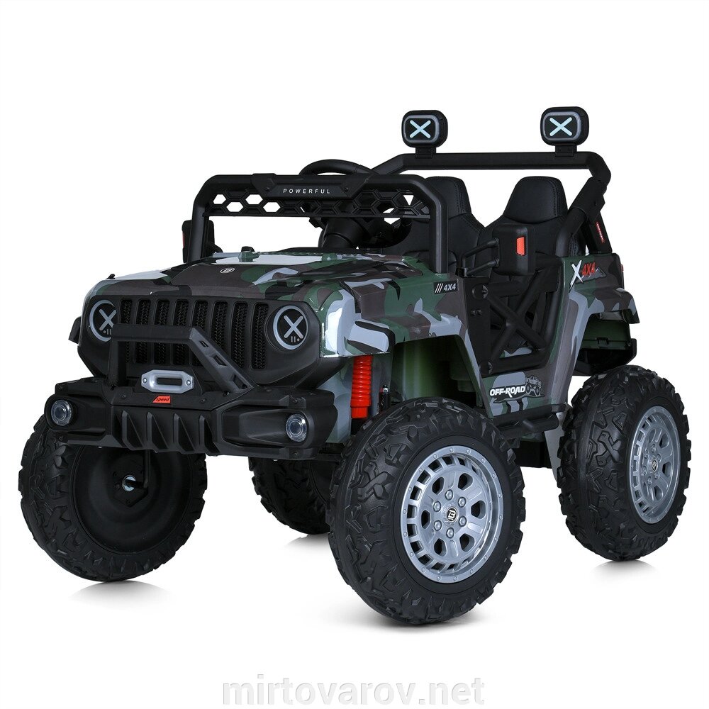 Дитячий двомісний електромобіль ДжипM 4960EBLRS-18(24V) Jeep з м'яким сидінням, MP3, USB / камуфляж фарбований від компанії Мір товарів - фото 1