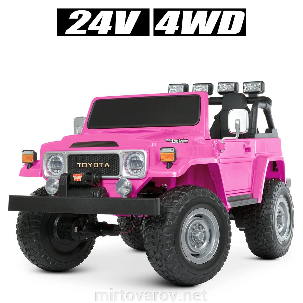 Дитячий електромобіль Джип M 4968EBLR-8(24V) 4WD Toyota двомісний, шкіряне сидіння, 4 мотори, рожевий від компанії Мір товарів - фото 1