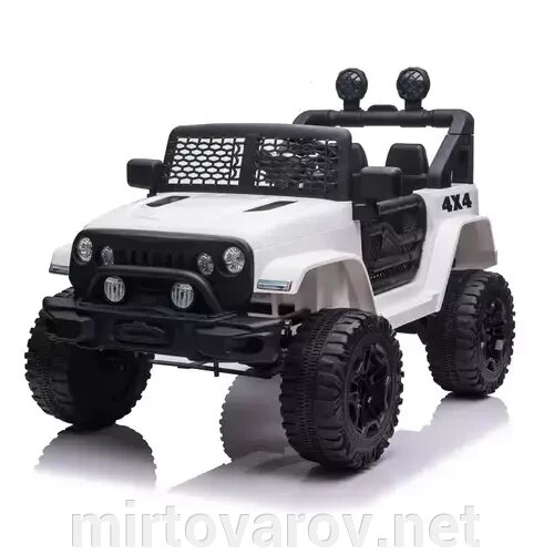 Дитячий електромобіль Джип M 5734EBLR-1 Jeep одномісний, шкіряне сидіння, амортизатори / білий від компанії Мір товарів - фото 1
