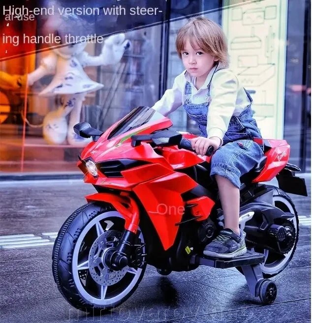 Дитячий електромобіль мотоцикл Bambi M 4877EL-3 на EVA колесах зі шкіряним м'яким сидінням / червоний від компанії Мір товарів - фото 1