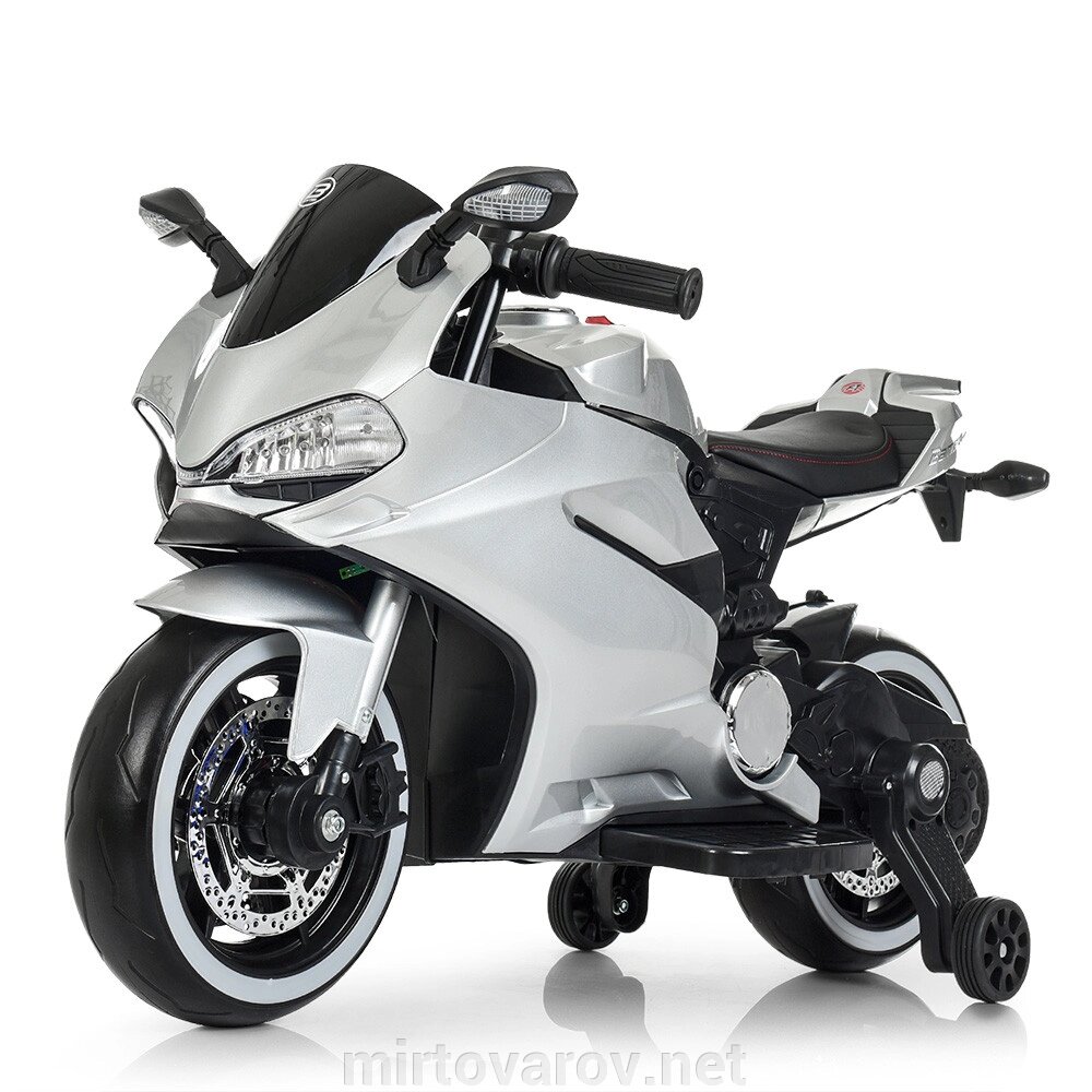 Дитячий електромобіль мотоцикл Bambi Racer M 4104ELS-11 світло коліс сірий автопокраска ** від компанії Мір товарів - фото 1