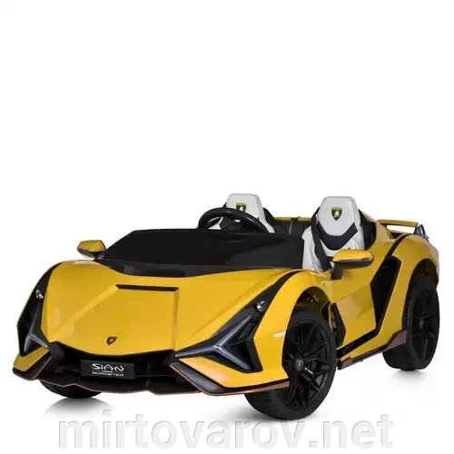 Дитячий електромобіль Спорткар Машина M 5072EBLR-6 Lamborghini двомісний, шкіряне сидіння, жовтий від компанії Мір товарів - фото 1