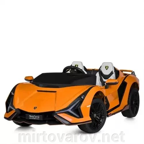 Дитячий електромобіль Спорткар Машина M 5072EBLR-7 Lamborghini двомісний, шкіряне сидіння, помаранчевий від компанії Мір товарів - фото 1