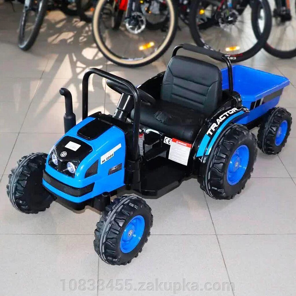 Дитячий електромобіль Трактор з причепом M 4419EBLR-4 одномісний, на колесах EVA / синій від компанії Мір товарів - фото 1