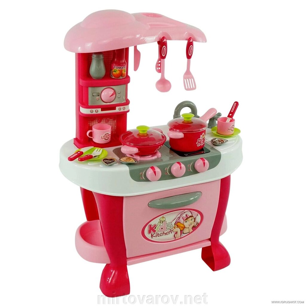 Дитячий ігровий набір інтерактивна кухня велика 008-801 звук, світло аксесуари червона від компанії Мір товарів - фото 1