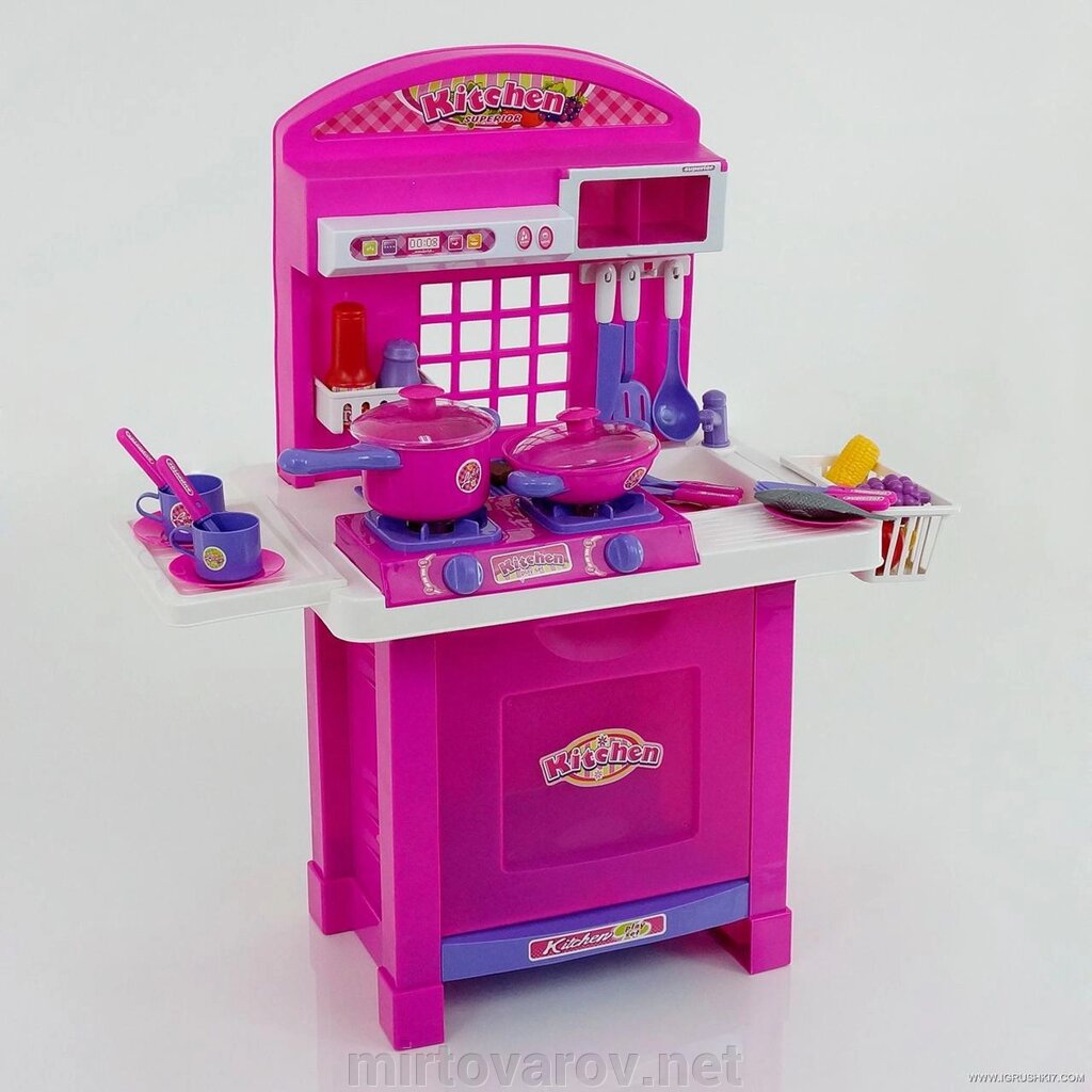 Дитячий ігровий набір кухня 008-55 аксесуари світло звук рожева від компанії Мір товарів - фото 1