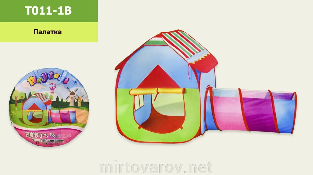 Дитячий ігровий намет T011-1B Куб Будиночок з тунелем в сумці від компанії Мір товарів - фото 1