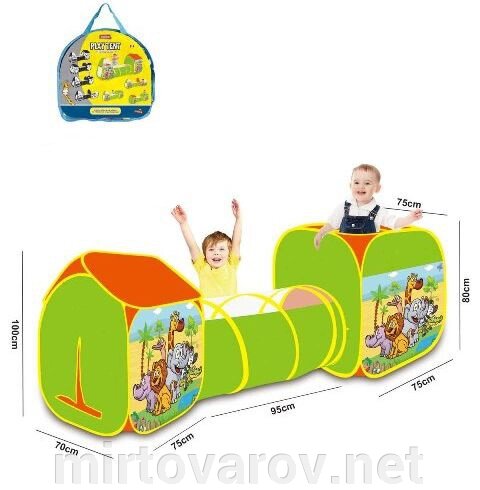 Дитячий ігровий Намет з тунелем MR 0645 Будиночок для хлопчиків і дівчаток "Дикі тварини" (в сумці)** від компанії Мір товарів - фото 1