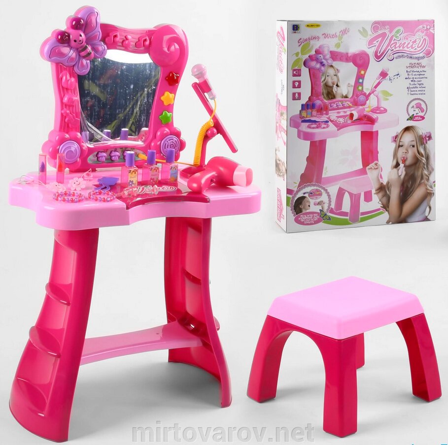 Дитячий Косметичний столик туалетний ТРЮМО для дівчинки 661-123 зі стільчиком і аксесуарами від компанії Мір товарів - фото 1