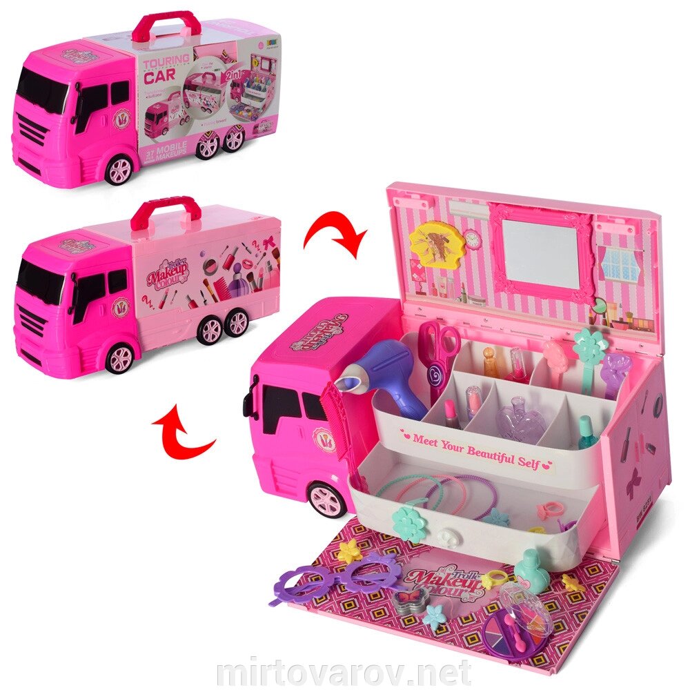 Дитячий набір перукаря для дівчинки 8251P Машина-трюмо 37 предметів рожевий** від компанії Мір товарів - фото 1