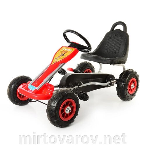 Дитячий педальний спортивний карт веломобіль на педалях Bambi kart M 1564-3 з надувними колесами червоний** від компанії Мір товарів - фото 1