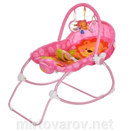 Дитячий шезлонг-качалка каталка для малюків BF570-8 / дуга з іграшками / Музика та звук / Для дівчинки / рожевий від компанії Мір товарів - фото 1