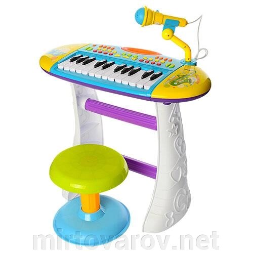 Дитячий синтезатор на ніжках LIMO TOY BB383BD 24 клавіші з сидінням і мікрофоном музика світ 2 виду* від компанії Мір товарів - фото 1