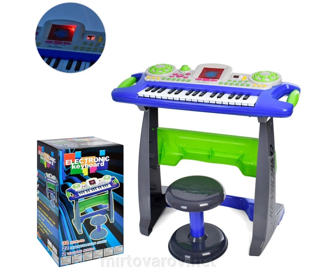 Дитячий синтезатор-піаніно на ніжках SK-7878 зі стільчиком 8 ритмів 22 демо 32 клавіші / синій** від компанії Мір товарів - фото 1