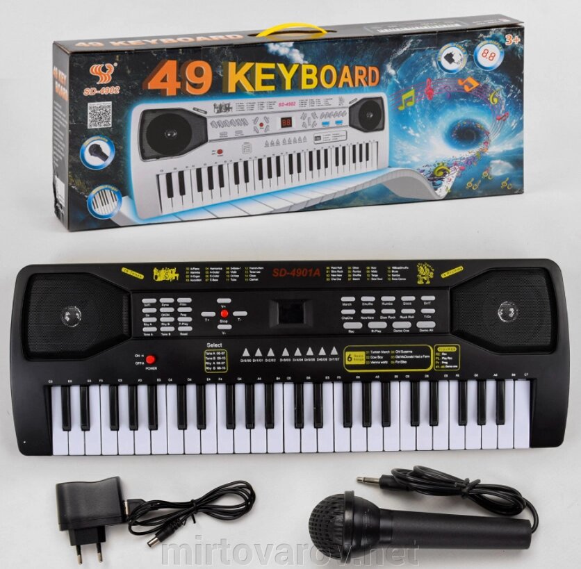 Дитячий синтезатор піаніно SD-4901 A з мікрофоном 48 клавіш / працює від батарейок і від мережі 220V від компанії Мір товарів - фото 1