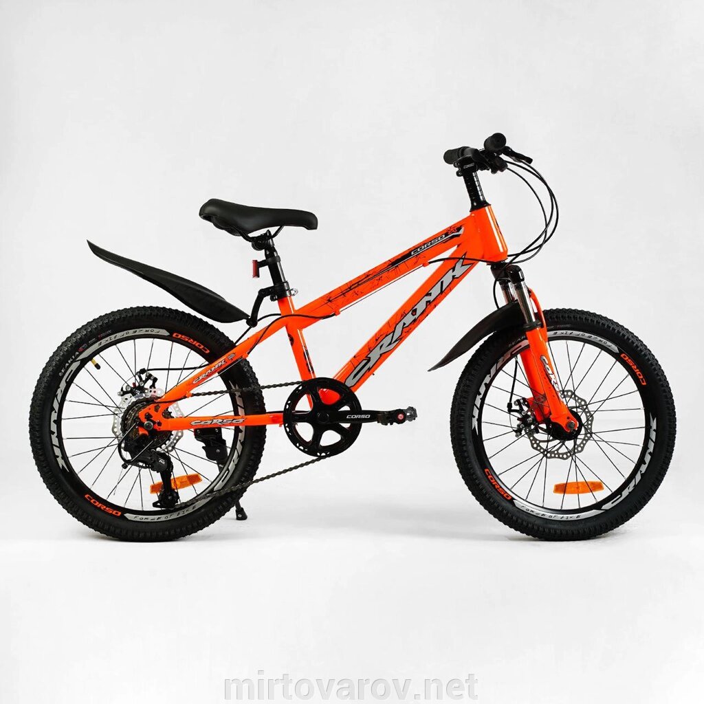 Дитячий спортивний велосипед 20 дюймів Corso «CRANK» CR-20303 сталева рама, обладнання LTWOO-A2, 7 швидкостей / від компанії Мір товарів - фото 1
