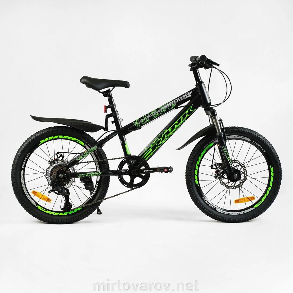 Дитячий спортивний велосипед 20 дюймів Corso «CRANK» CR-20608 сталева рама, обладнання LTWOO-A2, 7 швидкостей / від компанії Мір товарів - фото 1