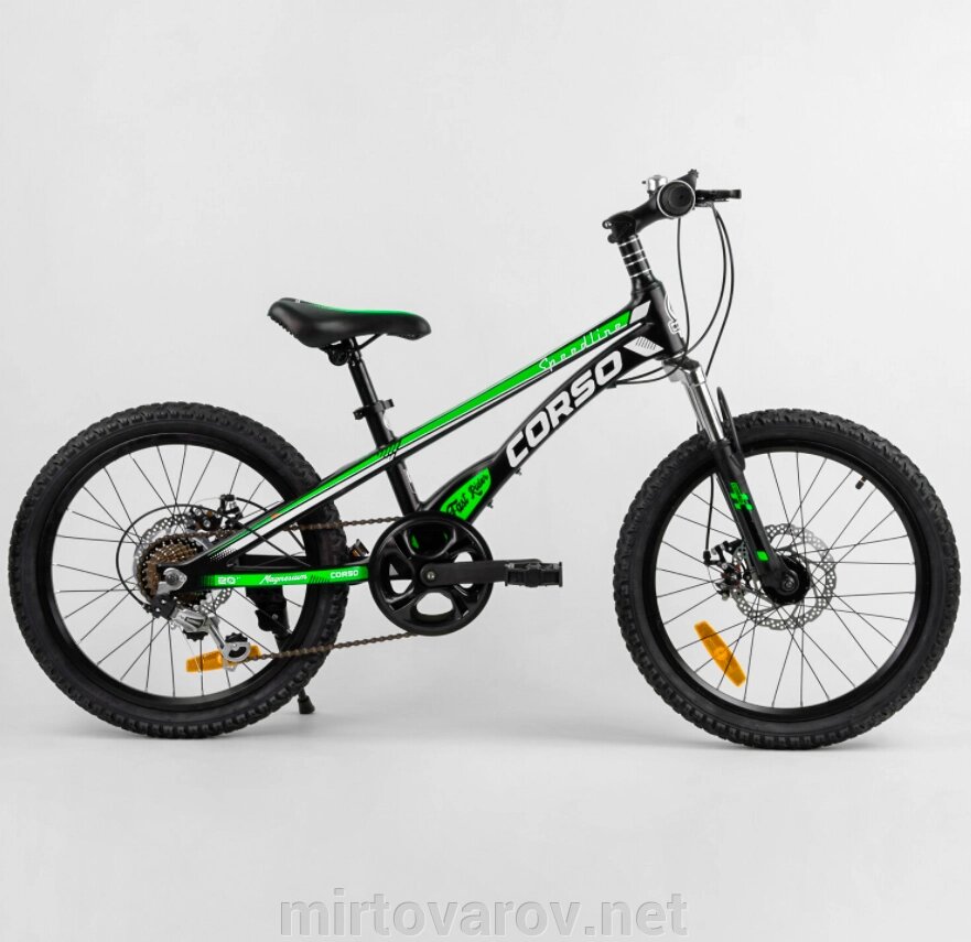 Дитячий спортивний велосипед 20 дюймів Corso MG-74290 "Speedline" магнієва рама/7 швидкостей/ салатовий від компанії Мір товарів - фото 1