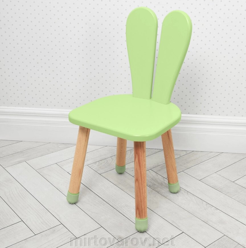 Дитячий стільчик для дівчинки Bambi 04-2R "Зайчик" дерев'яний (МДФ) / колір зелений** від компанії Мір товарів - фото 1