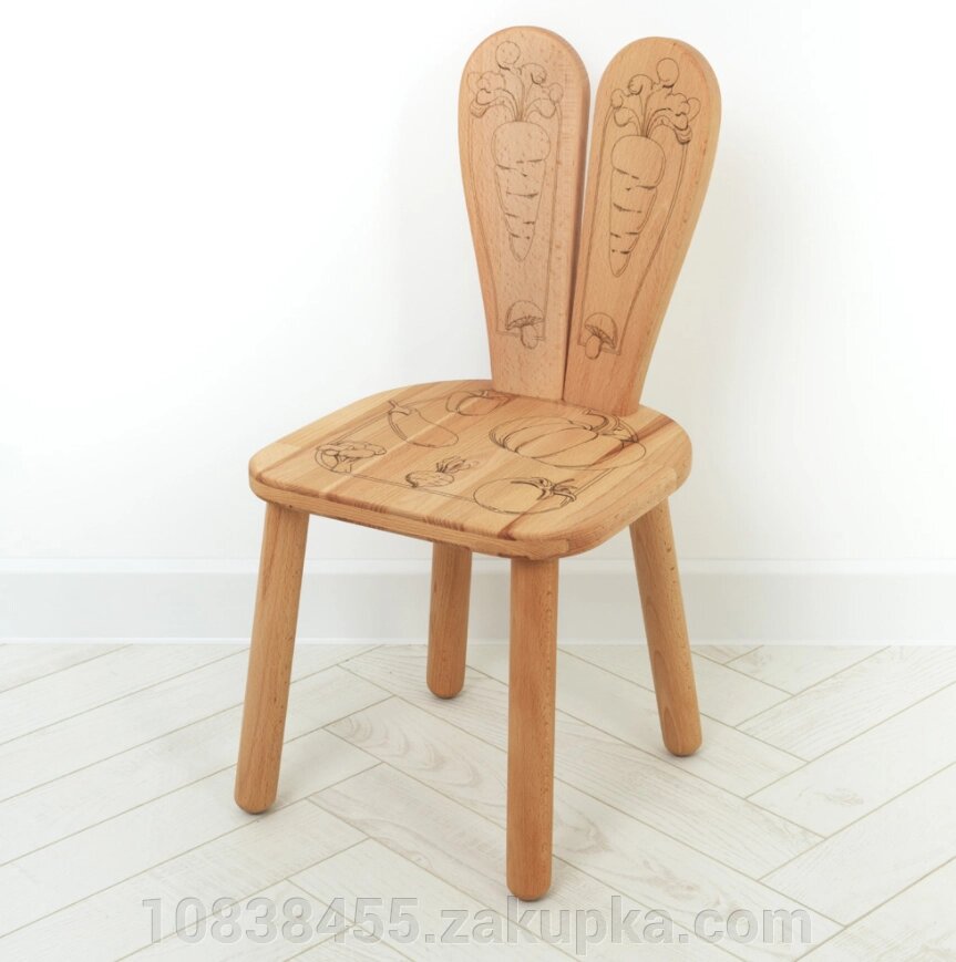 Дитячий стільчик для дівчинки Bambi 04-QR30"Зайчик" дерев'яний (МДФ)** від компанії Мір товарів - фото 1
