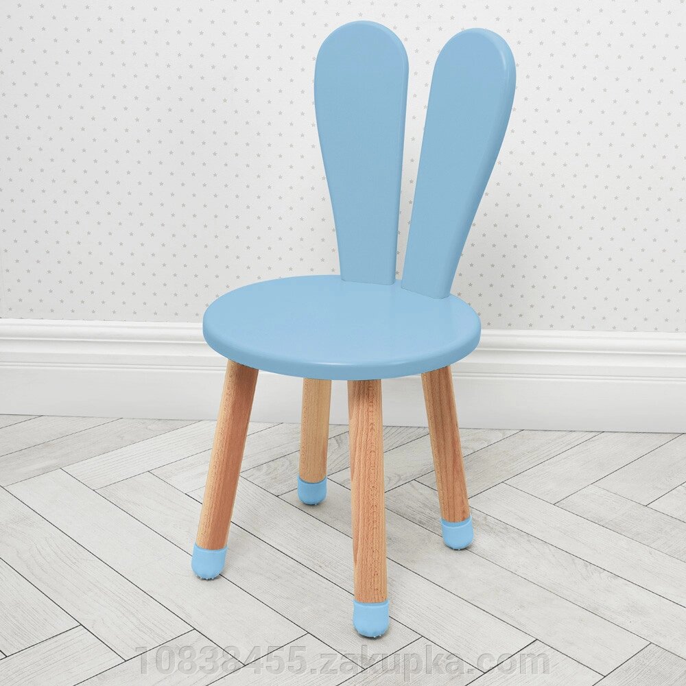 Дитячий стільчик з круглим сидінням Bambi 04-2BLAKYTN-ROUND "Зайчик" дерев'яний (МДФ) / колір блакитний** від компанії Мір товарів - фото 1