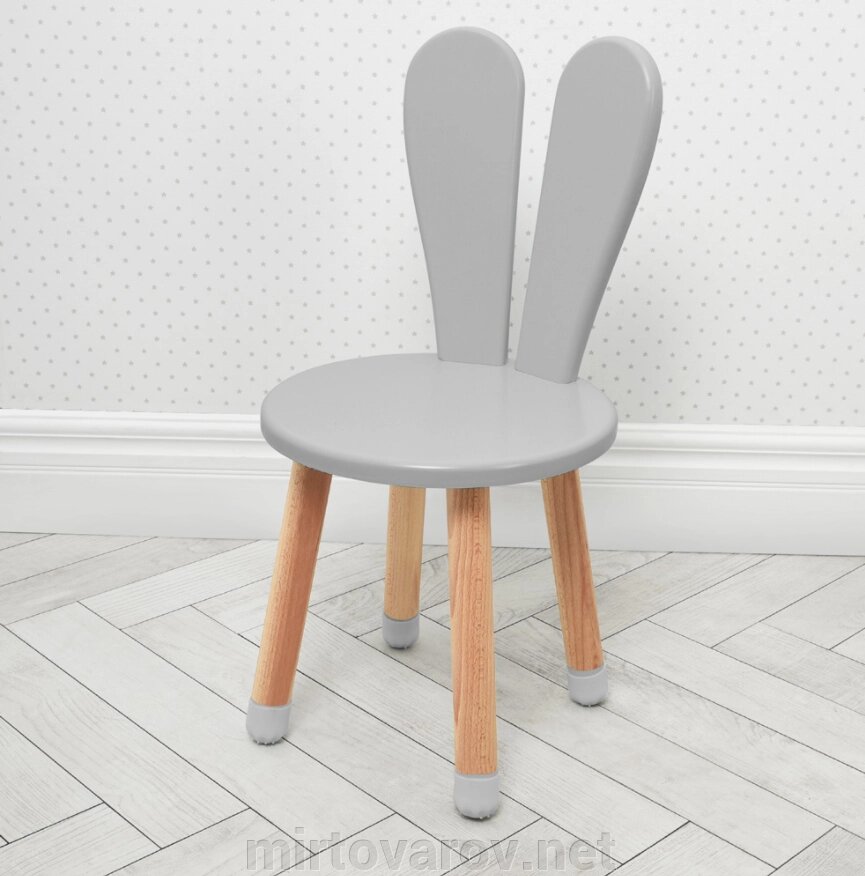 Дитячий стільчик з круглим сидінням Bambi 04-2GREY-ROUND "Зайчик" дерев'яний (МДФ) / колір бірюзовий** від компанії Мір товарів - фото 1