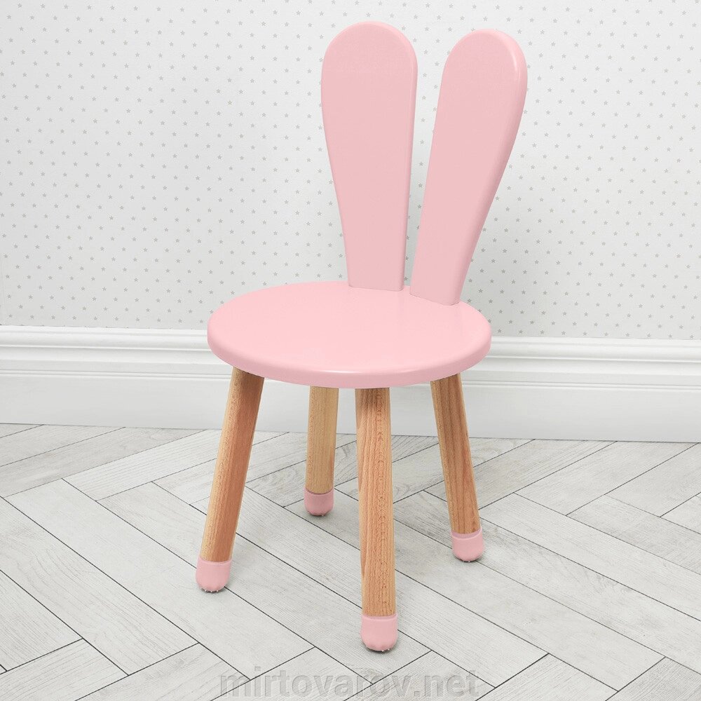 Дитячий стільчик з круглим сидінням Bambi 04-2R-ROUND "Зайчик" дерев'яний (МДФ) / колір рожевий** від компанії Мір товарів - фото 1