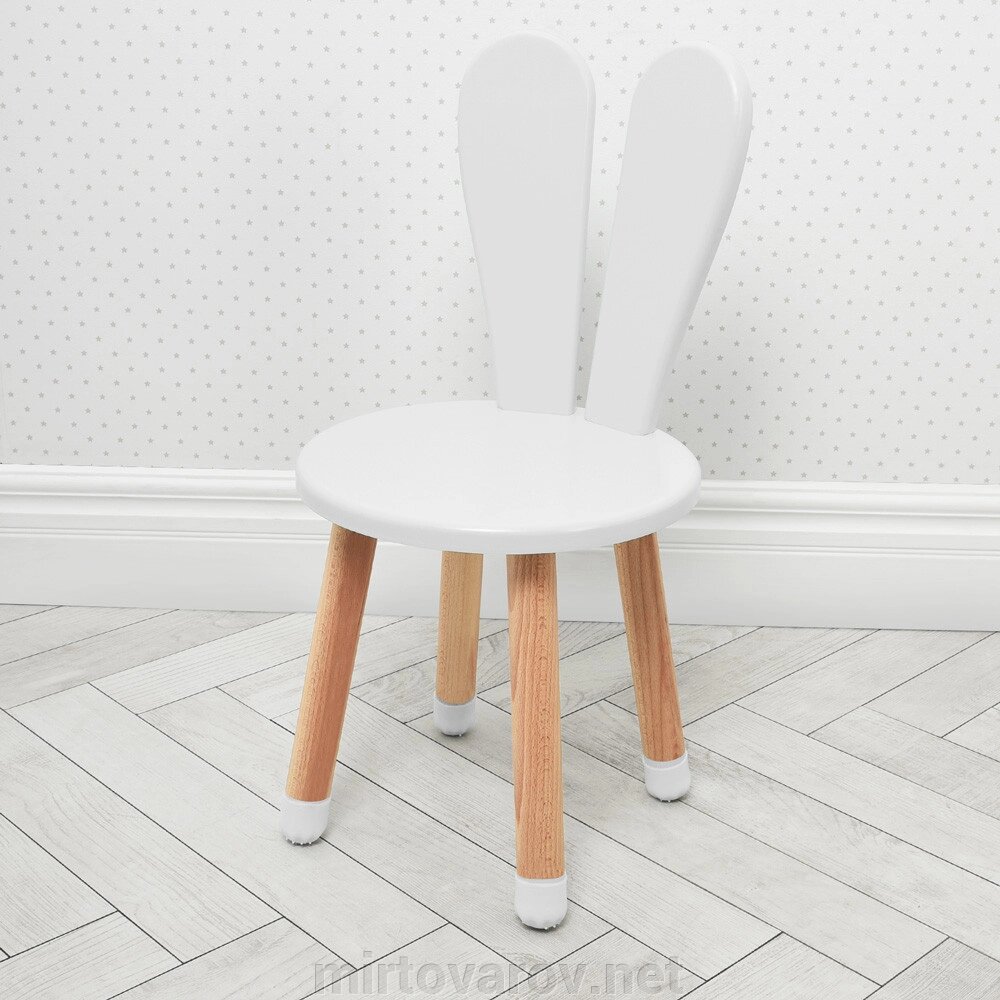 Дитячий стільчик з круглим сидінням Bambi 04-2W-ROUND "Зайчик" дерев'яний (МДФ) / колір білий** від компанії Мір товарів - фото 1