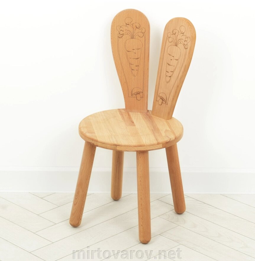 Дитячий стільчик з круглим сидінням для дівчинки Bambi 04-QR "Зайчик" дерев'яний (МДФ) від компанії Мір товарів - фото 1