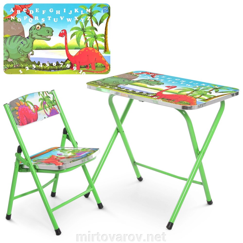 Дитячий столик зі стільчиком Bambi A19-DINO Динозаври зелений складаний** від компанії Мір товарів - фото 1