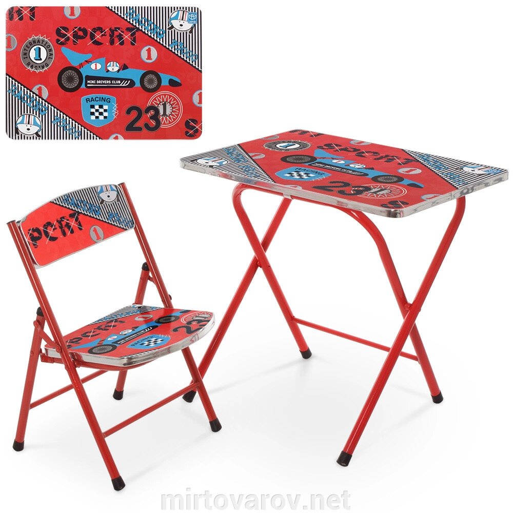 Дитячий столик зі стільчиком Bambi A19-SPORT Спорт червоний складаний** від компанії Мір товарів - фото 1