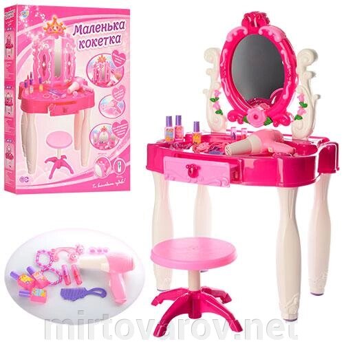 Дитячий туалетний столик, трюмо для дівчинки LIMO TOY 661-22 стільчик фен музика світло аксесуари рожевий від компанії Мір товарів - фото 1
