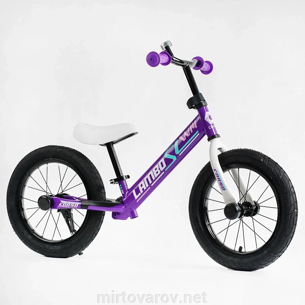 Дитячий Велобіг Біговіл CORSO LAMBO L-0089 надувні колеса 14д./ сталева рама / алюмінієві диски / фіолетовий від компанії Мір товарів - фото 1