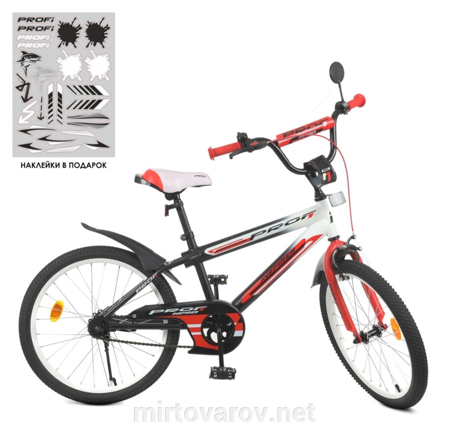 Дитячий велосипед колеса 20 дюймів PROFI Y20325-1 Inspirer, SKD75 / чорно-біло-червоний** від компанії Мір товарів - фото 1